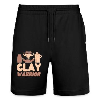 Pottery Ceramics Artist Clay - Stanley/Stella Trainer Unisex Organic Jogging Shorts - black - Front - Nik (191cm) & Marisol (170cm)