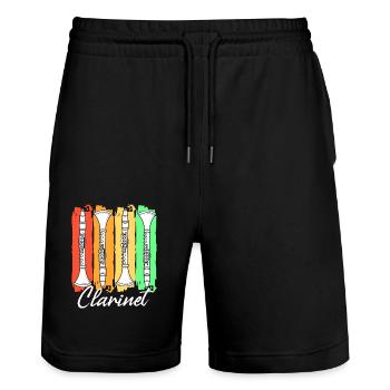 Klarinette - Stanley/Stella Unisex Bio Joggingshorts Trainer  - Schwarz - Vorne - Nik (191cm) & Marisol (170cm)