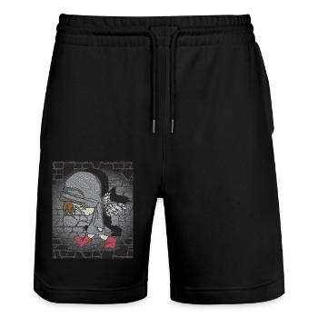 dark boy - Stanley/Stella Unisex Bio Joggingshorts Trainer  - Schwarz - Vorne - Nik (191cm) & Marisol (170cm)