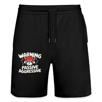 Warning Passive Aggressive Statement with Red - Stanley/Stella Trainer Unisex Organic Jogging Shorts - black - Front - Nik (191cm) & Marisol (170cm)