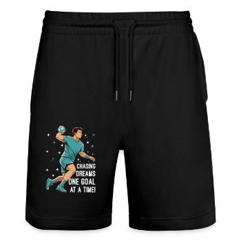 Chasing dreams, one goal at a time! - Stanley/Stella Trainer Unisex Organic Jogging Shorts - black - Front - Nik (191cm) & Marisol (170cm)