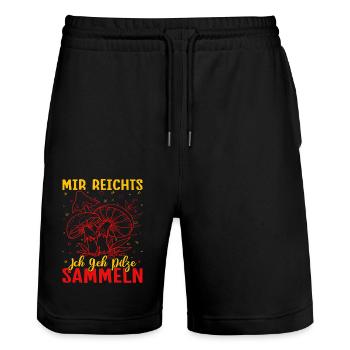 Mushroom hunt I've had enough I'm going mushroom picker - Stanley/Stella Trainer Unisex Organic Jogging Shorts - black - Front - Nik (191cm) & Marisol (170cm)