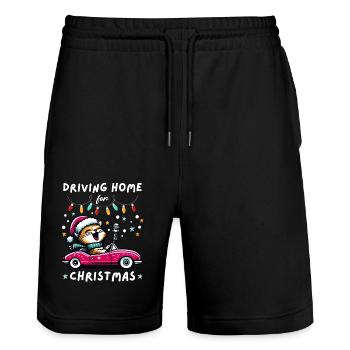 Christmas Cat Home Family Holidays Cute - Stanley/Stella Trainer Unisex Organic Jogging Shorts - black - Front - Nik (191cm) & Marisol (170cm)