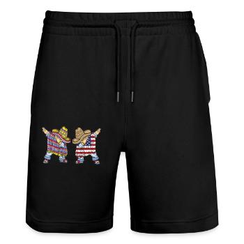 Mexico Mexico Mexican Gift Flag Football - Stanley/Stella Trainer Unisex Organic Jogging Shorts - black - Front - Nik (191cm) & Marisol (170cm)