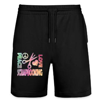 Peace Love Scrapbooking - Stanley/Stella Trainer Unisex Organic Jogging Shorts - black - Front - Nik (191cm) & Marisol (170cm)