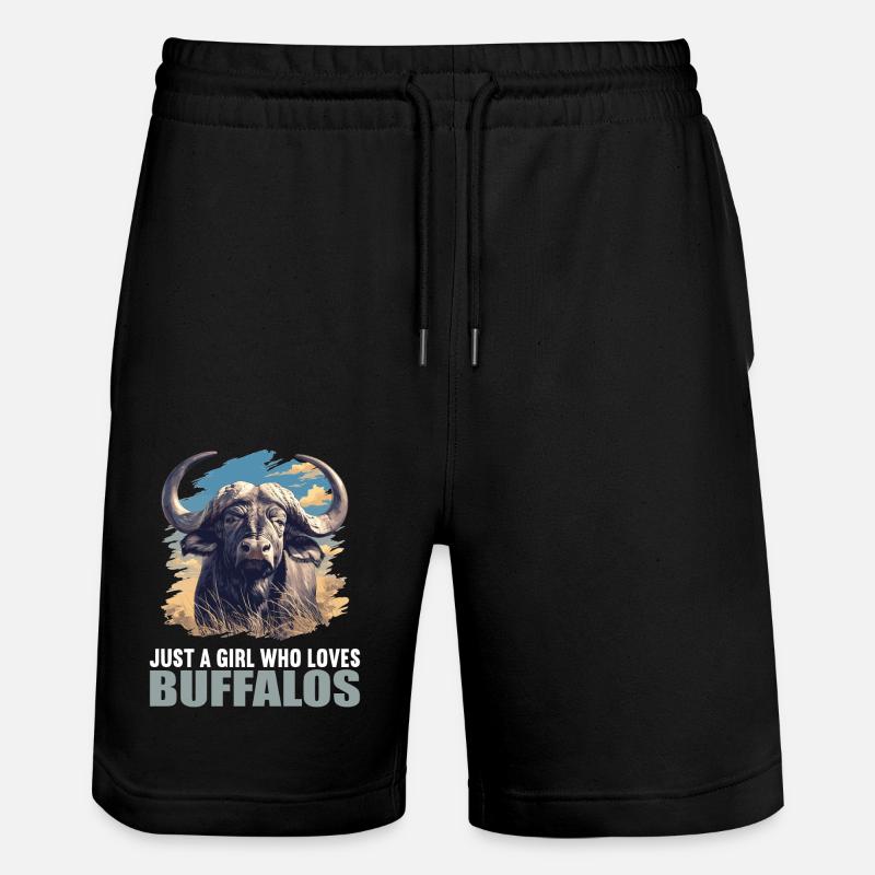 Buffalos Buffalo Büffel - Stanley/Stella Unisex Bio Joggingshorts Trainer  - Schwarz