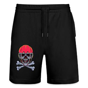 Sport Rugby Crossbone Skeleton Football - Stanley/Stella Trainer Unisex Organic Jogging Shorts - black - Front - Nik (191cm) & Marisol (170cm)