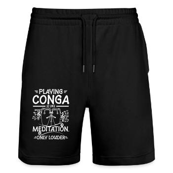 Playing conga is like meditation - Stanley/Stella Unisex Bio Joggingshorts Trainer  - Schwarz - Vorne - Nik (191cm) & Marisol (170cm)