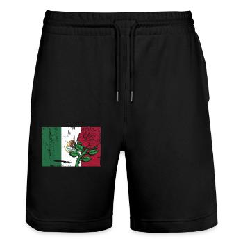 Mexico Mexico Mexican Gift Flag Football - Stanley/Stella Trainer Unisex Organic Jogging Shorts - black - Front - Nik (191cm) & Marisol (170cm)