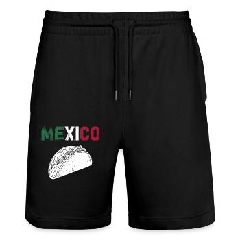 Mexico Mexico Mexican Gift Flag Football - Stanley/Stella Trainer Unisex Organic Jogging Shorts - black - Front - Nik (191cm) & Marisol (170cm)