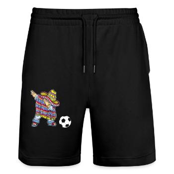 Mexico Mexico Mexican Gift Flag Football - Stanley/Stella Trainer Unisex Organic Jogging Shorts - black - Front - Nik (191cm) & Marisol (170cm)