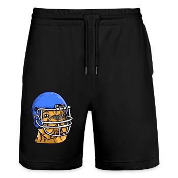 Sport Rugby Footballer Dog Football - Stanley/Stella Trainer Unisex Organic Jogging Shorts - black - Front - Nik (191cm) & Marisol (170cm)
