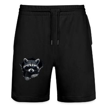 drôle raton laveur raton laveur amant mignon zoo animal - Short de jogging bio TRAINER Stanley/Stella unisexe - noir - Devant - Nik (191cm) & Marisol (170cm)