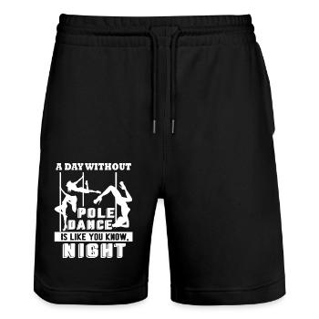 Pole Dancing A Day Without Pole Dance - Stanley/Stella Trainer Unisex Organic Jogging Shorts - black - Front - Nik (191cm) & Marisol (170cm)