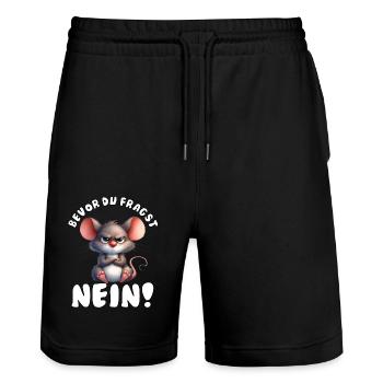 Lustige Maus mit Spruch - Stanley/Stella Unisex Bio Joggingshorts Trainer  - Schwarz - Vorne - Nik (191cm) & Marisol (170cm)