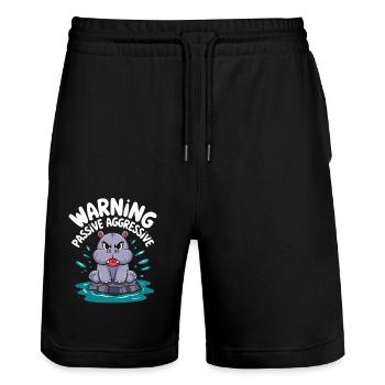 Attention aux hippopotames passifs agressifs - Short de jogging bio TRAINER Stanley/Stella unisexe - noir - Devant - Nik (191cm) & Marisol (170cm)