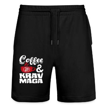 Krav Maga Coffee - Stanley/Stella Trainer Unisex Organic Jogging Shorts - black - Front - Nik (191cm) & Marisol (170cm)