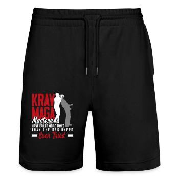 Krav Maga Trainers Athletes - Stanley/Stella Trainer Unisex Organic Jogging Shorts - black - Front - Nik (191cm) & Marisol (170cm)