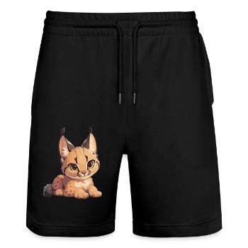 Caracal Karakale Karakal - Short de jogging bio TRAINER Stanley/Stella unisexe - noir - Devant - Nik (191cm) & Marisol (170cm)