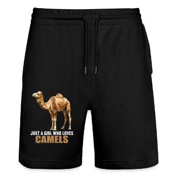 Camel Kamele Kamel - Stanley/Stella Unisex Bio Joggingshorts Trainer  - Schwarz - Vorne - Nik (191cm) & Marisol (170cm)