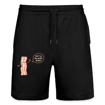 Don't Go Bacon My Heart Schweinefleisch Speck - Stanley/Stella Unisex Bio Joggingshorts Trainer  - Schwarz - Vorne - Nik (191cm) & Marisol (170cm)
