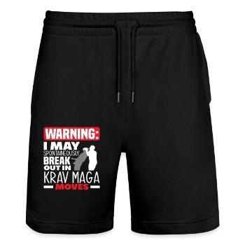 Krav Maga Protection Fighter - Stanley/Stella Trainer Unisex Organic Jogging Shorts - black - Front - Nik (191cm) & Marisol (170cm)