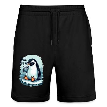PINGOUIN - Short de jogging bio TRAINER Stanley/Stella unisexe - noir - Devant - Nik (191cm) & Marisol (170cm)