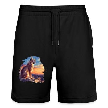 Caracal Karakale Karakal - Short de jogging bio TRAINER Stanley/Stella unisexe - noir - Devant - Nik (191cm) & Marisol (170cm)