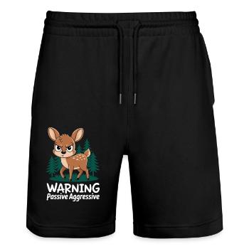 Méfiez-vous des cerfs passifs-agressifs - Short de jogging bio TRAINER Stanley/Stella unisexe - noir - Devant - Nik (191cm) & Marisol (170cm)