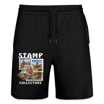 STAMP COLLECTORS - Stanley/Stella Trainer Unisex Organic Jogging Shorts - black - Front - Nik (191cm) & Marisol (170cm)
