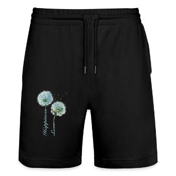 Pissenlit, Bonheur, Amour, Design Inspirant - Short de jogging bio TRAINER Stanley/Stella unisexe - noir - Devant - Nik (191cm) & Marisol (170cm)