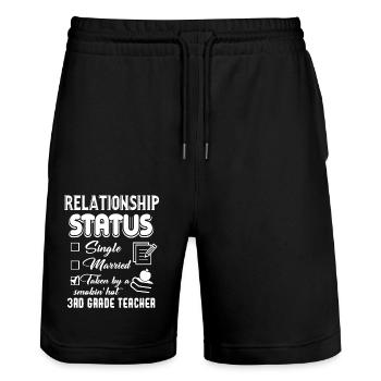 3rd Grade Teacher Relationship Status - Stanley/Stella Trainer Unisex Organic Jogging Shorts - black - Front - Nik (191cm) & Marisol (170cm)