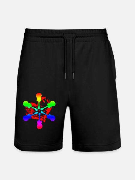 Acoustic Guitar Rainbow - Stanley/Stella Trainer Unisex Organic Jogging Shorts - black