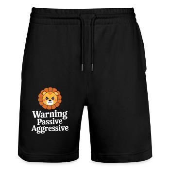 Avertissement Lion passif agressif - Short de jogging bio TRAINER Stanley/Stella unisexe - noir - Devant - Nik (191cm) & Marisol (170cm)