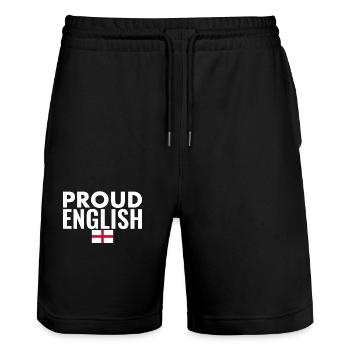 Fier drapeau anglais anglais Angleterre - Short de jogging bio TRAINER Stanley/Stella unisexe - noir - Devant - Nik (191cm) & Marisol (170cm)