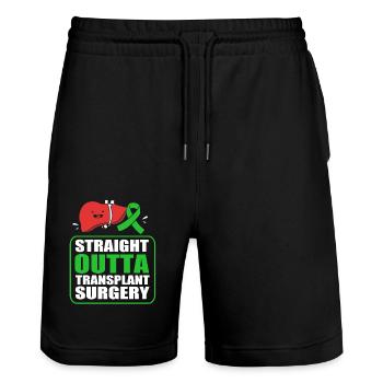 Liver disease - Stanley/Stella Trainer Unisex Organic Jogging Shorts - black - Front - Nik (191cm) & Marisol (170cm)