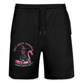 Hot Ghoul Summer Hexen Flamingo Spaß - Stanley/Stella Unisex Bio Joggingshorts Trainer  - Schwarz - Vorne - Nik (191cm) & Marisol (170cm)