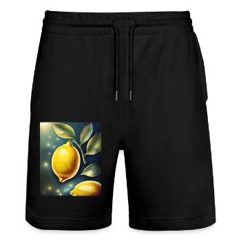 Citron citron sain - Short de jogging bio TRAINER Stanley/Stella unisexe - noir - Devant - Nik (191cm) & Marisol (170cm)
