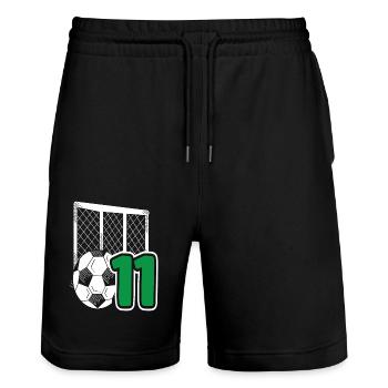 Fête d’anniversaire des enfants de football 11 ans - Short de jogging bio TRAINER Stanley/Stella unisexe - noir - Devant - Nik (191cm) & Marisol (170cm)