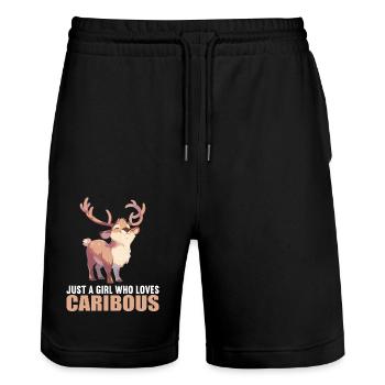 Caribou Karibus Karibu - Stanley/Stella Unisex Bio Joggingshorts Trainer  - Schwarz - Vorne - Nik (191cm) & Marisol (170cm)