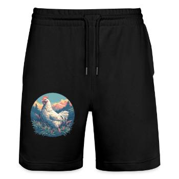 Coq Coqs Coq - Short de jogging bio TRAINER Stanley/Stella unisexe - noir - Devant - Nik (191cm) & Marisol (170cm)