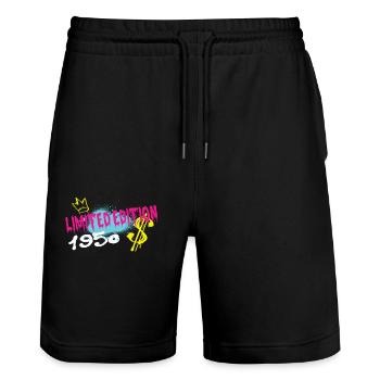 Edition Limitée 1950 Anniversaire Né 1950 - Short de jogging bio TRAINER Stanley/Stella unisexe - noir - Devant - Nik (191cm) & Marisol (170cm)