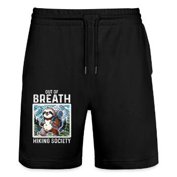 Wandern Hiking Faultier Spruch Lustig Geburtstag - Stanley/Stella Unisex Bio Joggingshorts Trainer  - Schwarz - Vorne - Nik (191cm) & Marisol (170cm)