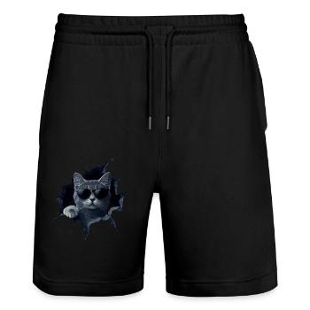 Drôle de chats Propriétaire de chat Chat mignon Chat de compagnie - Short de jogging bio TRAINER Stanley/Stella unisexe - noir - Devant - Nik (191cm) & Marisol (170cm)