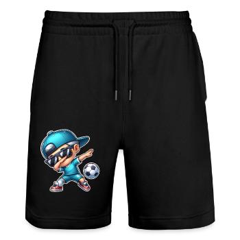 Soccer Cool Joueur de Soccer Dabbing - Short de jogging bio TRAINER Stanley/Stella unisexe - noir - Devant - Nik (191cm) & Marisol (170cm)