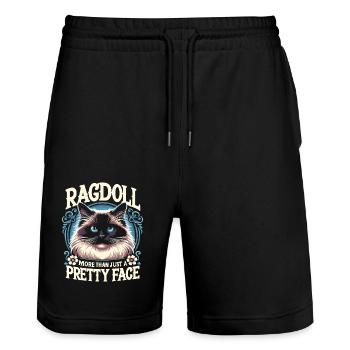 Ragdoll Mehr als nur eine hübsche Ragdolls-Katze - Stanley/Stella Unisex Bio Joggingshorts Trainer  - Schwarz - Vorne - Nik (191cm) & Marisol (170cm)