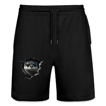 Funny Otter Otter Lover Cute Otter Zoo - Stanley/Stella Trainer Unisex Organic Jogging Shorts - black - Front - Nik (191cm) & Marisol (170cm)