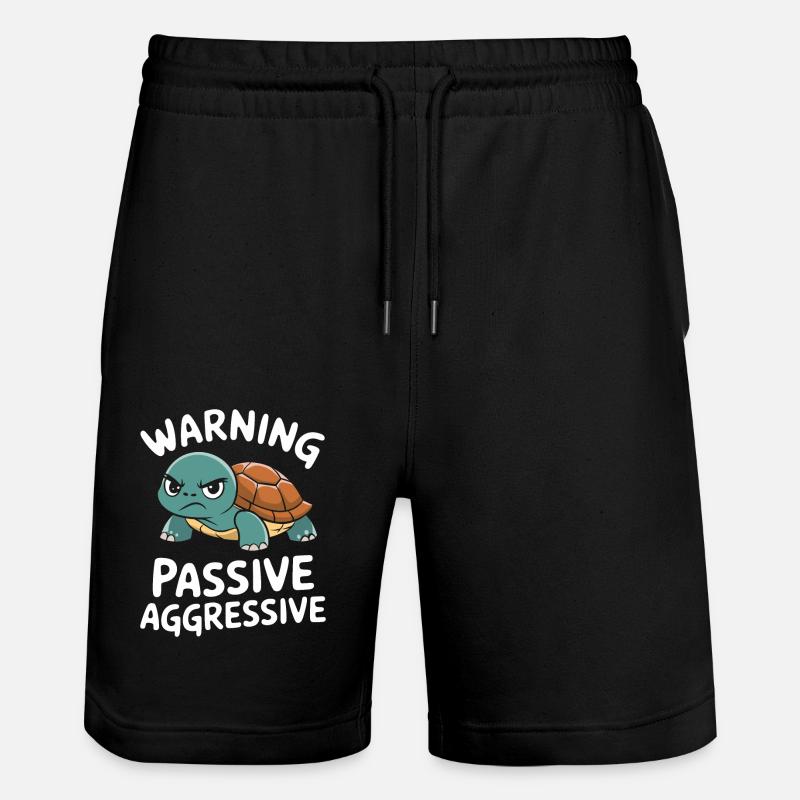 Warning: Passive, Aggressive, Turtle - Stanley/Stella Trainer Unisex Organic Jogging Shorts - black