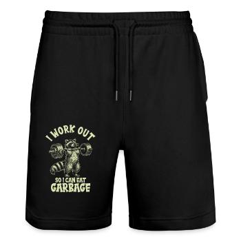 I train so I can eat garbage - - Stanley/Stella Trainer Unisex Organic Jogging Shorts - black - Front - Nik (191cm) & Marisol (170cm)
