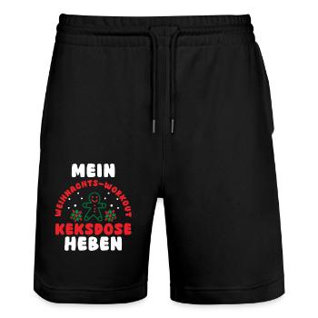 Santa Claus Christmas Christmas Party Cookies - Stanley/Stella Trainer Unisex Organic Jogging Shorts - black - Front - Nik (191cm) & Marisol (170cm)